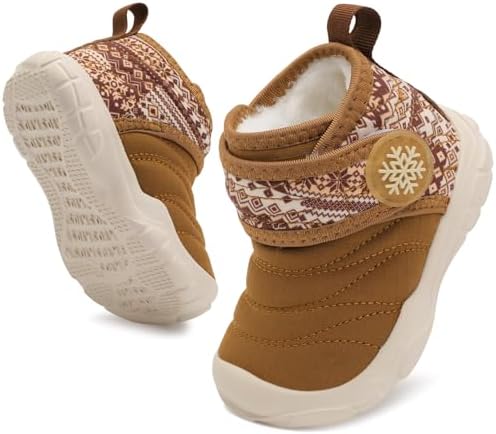 BARERUN Barefoot Baby Boys Girls Boots Warm Winter House Shoes for Toddler Girls Boys Waterproof Fleece Kids Snow Boots Faux Fur Infant Booties Walking Shoes for Indoor Outdoor