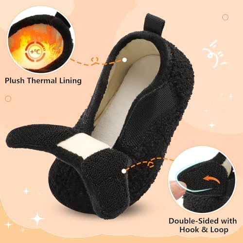 BARERUN Toddler Slippers Boys Girls House Shoes Warm Kids Slippers With Non-Slip Rubber Sole Fuzzy Cozy Walking Shoes Indoor/Outdoor