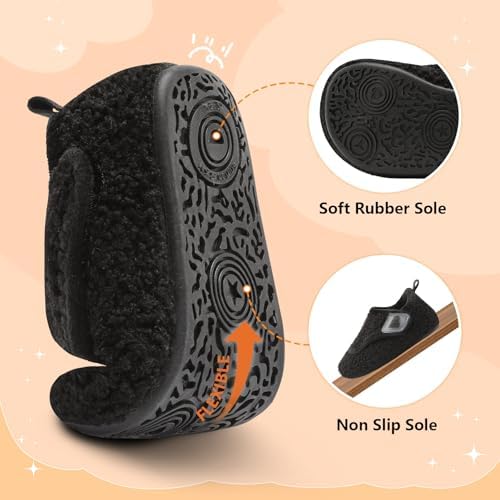 BARERUN Toddler Slippers Boys Girls House Shoes Warm Kids Slippers With Non-Slip Rubber Sole Fuzzy Cozy Walking Shoes Indoor/Outdoor