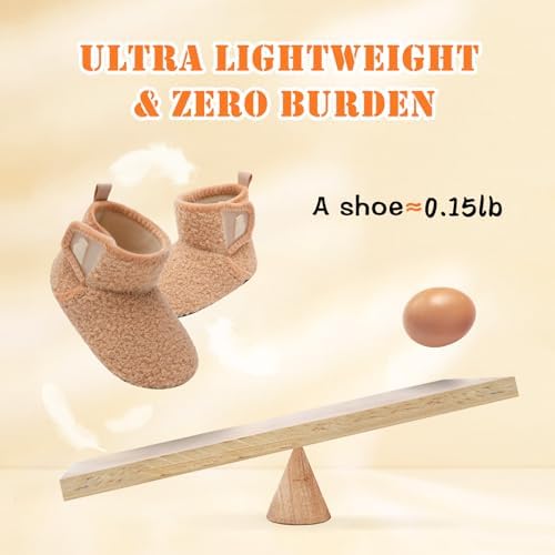 BARERUN Toddler Slippers Girls Boys House Shoes Baby Winter Booties Plush Cozy Kids House Slipper Warm Lightweight Infant Walking Shoes Socks