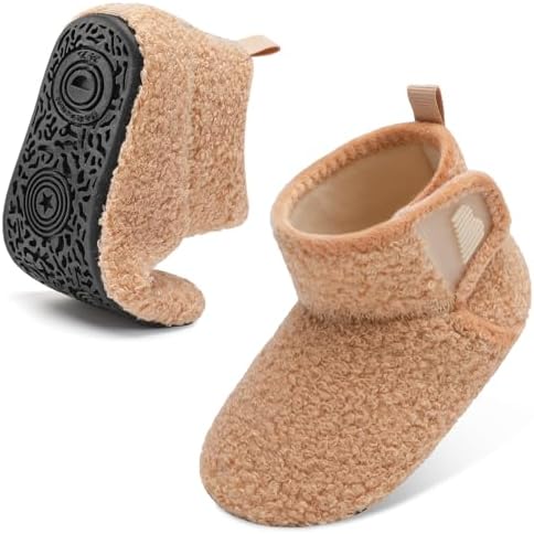 BARERUN Toddler Slippers Girls Boys House Shoes Baby Winter Booties Plush Cozy Kids House Slipper Warm Lightweight Infant Walking Shoes Socks
