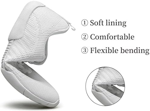 BAXINIER Girls White Cheerleading Shoes Breathable Youth Cheer Competition Sneakers Athletic Training Dance Tennis Walking Shoes