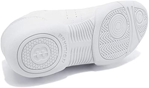 BAXINIER Youth Girls White Cheerleading Dancing Shoes Athletic Training Tennis Walking Breathable Competition Cheer Sneakers