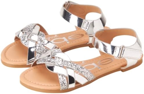 Bebe Girls Sandals - Big Girl And Toddler Girl Sandals With Durable Leather And Glitter Straps Summer Dress Shoes For Girls