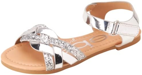 bebe Girls Sandals - Big girl and Toddler Girl Sandals with Durable Leather and Glitter Straps Summer Dress Shoes for Girls