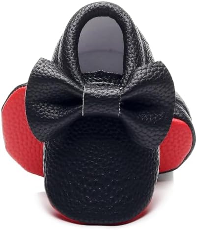 Bebila Double Bow Fringe Baby Moccasins - Soft Sole Baby Shoes Girls Toddler Crib Flats