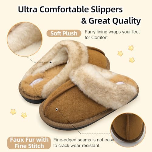 Besroad Kids Slippers Girls Boys Fuzzy House Slippers Warm Memory Foam House Shoes Soft Plush Bedroom Slippers Slides Indoor Outdoor