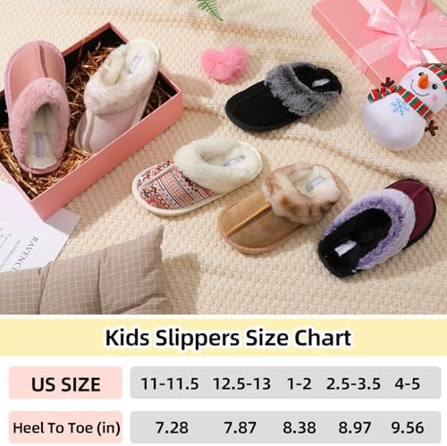 Besroad Kids Slippers Girls Boys Fuzzy House Slippers Warm Memory Foam House Shoes Soft Plush Bedroom Slippers Slides Indoor Outdoor