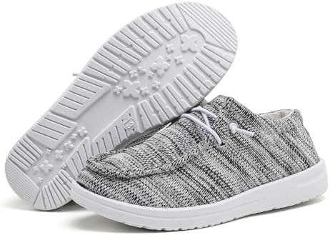 Betrue Kids Boys Girls Breathable Loafers Slip-On Casual Canvas Boat Shoes Lightweight Lace Up Loafers(Little Kid/Big Kid)