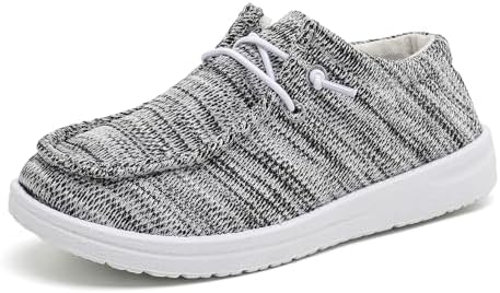 Betrue Kids Boys Girls Breathable Loafers Slip-On Casual Canvas Boat Shoes Lightweight Lace Up Loafers(Little Kid/Big Kid)