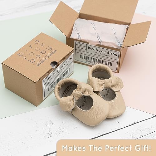 BirdRock Baby Bow And Knot Moccasins - Genuine Leather Baby Girl Shoes