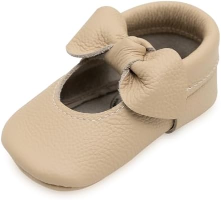 BirdRock Baby Bow and Knot Moccasins - Genuine Leather Baby Girl Shoes