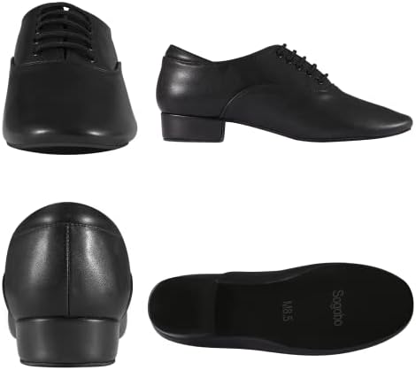 Black Ballroom Dance Shoes Leather Character Shoes For Men's Salsa Latin Tango Dancing