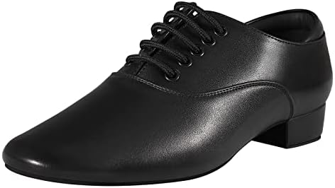 Black Ballroom Dance Shoes Leather Character Shoes for Men's Salsa Latin Tango Dancing
