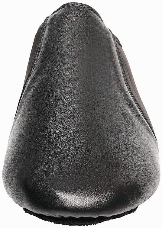 Black Slip-on Jazz Shoes Elastic Leather Sole Dance For Men Womens