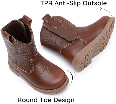 Blikcon Toddler Cowboy Boots For Boys Girls Baby Infant Cowgirl Boots Round Toe All Seasons 6-36 Months (Infant/Toddler)