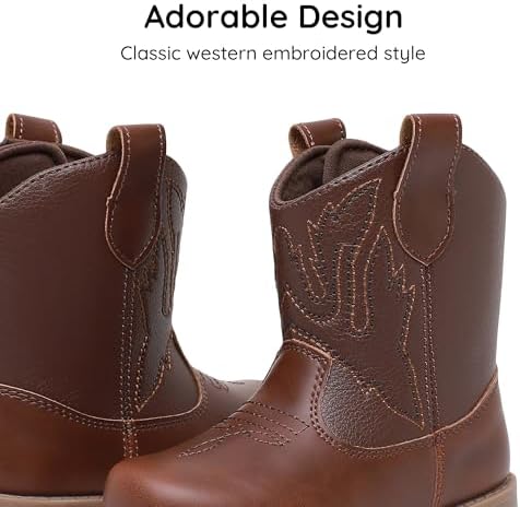 Blikcon Toddler Cowboy Boots For Boys Girls Baby Infant Cowgirl Boots Round Toe All Seasons 6-36 Months (Infant/Toddler)