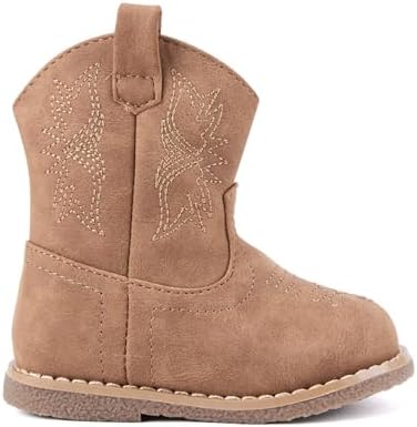 BMCiTYBM Baby Cowboy Cowgirl Boots Infant Western Boots Toddler Boys Girls Round Toe Riding Mid Calf Boots All Seasons For 6 9 12 18 24 Months