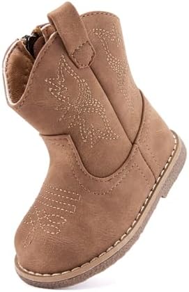 BMCiTYBM Baby Cowboy Cowgirl Boots Infant Western Boots Toddler Boys Girls Round Toe Riding Mid Calf Boots All Seasons For 6 9 12 18 24 Months