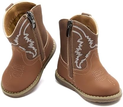 BMCiTYBM Baby Cowboy Cowgirl Boots Infant Western Boots Toddler Boys Girls Round Toe Riding Mid Calf Boots All Seasons For 6 9 12 18 24 Months