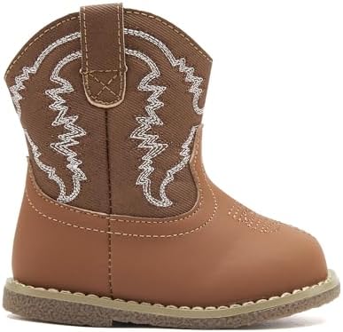 BMCiTYBM Baby Cowboy Cowgirl Boots Infant Western Boots Toddler Boys Girls Round Toe Riding Mid Calf Boots All Seasons For 6 9 12 18 24 Months