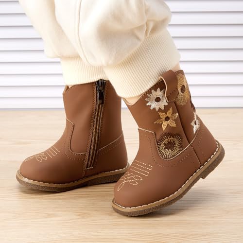 BMCiTYBM Baby Cowboy Cowgirl Boots Infant Western Shoes Boys Girls Round Toe Boots All Seasons 6-24 Months