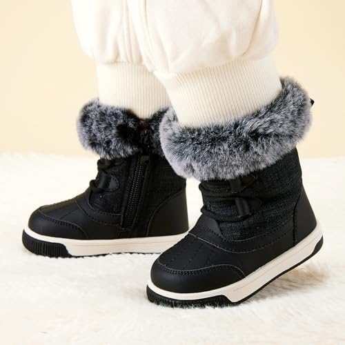 BMCiTYBM Toddler Boy Girl Snow Boots Waterproof Winter Warm Shoes Baby High Top Nonslip Lightweight Outdoor Sneakers For Cold Weather (Infant/Toddler)