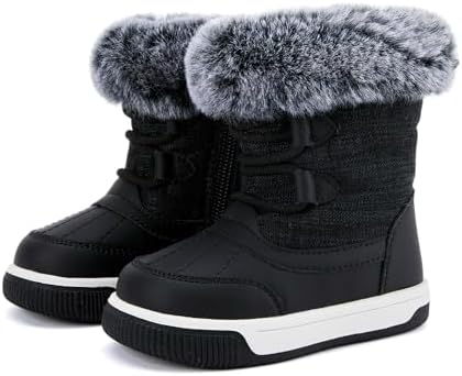 BMCiTYBM Toddler Boy Girl Snow Boots Waterproof Winter Warm Shoes Baby High Top Nonslip Lightweight Outdoor Sneakers for Cold Weather (Infant/Toddler)