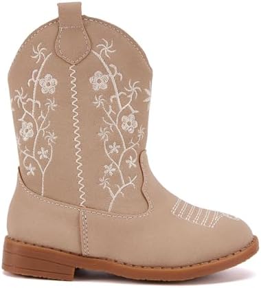 BMCiTYBM Toddler Girls Cowboy Cowgirl Boots Little Kids Pointed Toe Western Boots Mid Calf Side Zipper Riding Shoes For All Seasons (Toddler/Little Kid)