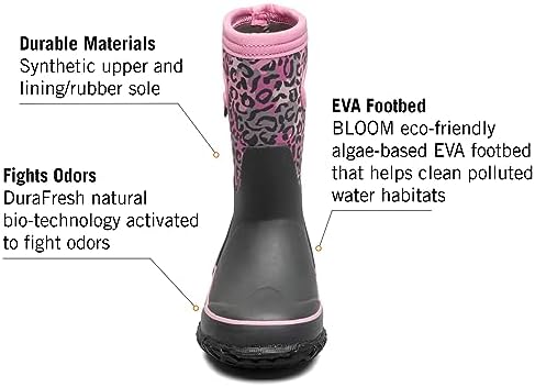 BOGS Grasp Kids Waterproof Insulated All Weather Rain Boots Mud Boots I For Snow Rain Winter Mud And Cold Weather For Toddlers Girls Boys Unisex