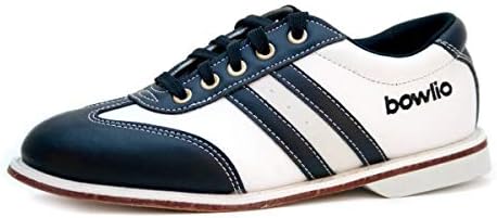 Bowlio Torino Unisex Leather Bowling Shoes - Black/White
