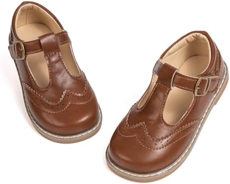 Boy's Girl's Classic T-Strap Dress Shoes Wedding Party Church School Uniform Oxford for Toddler/Little Kid