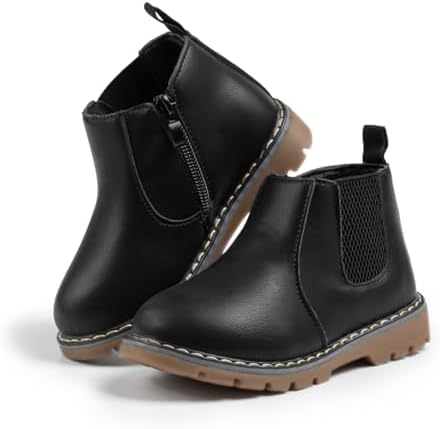 Boys Girls High Top Combat Ankle Boots Kids Waterproof PU Leather Fall Boots Winter Warm Snow Outdoor Hiking Shoes Toddler Non Slip Texture Soft Durable Walking Boot