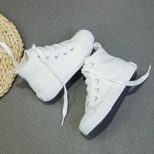 Boys & Girls High Top Lace-up Kids' Espadrcanvas Shoes Back-to-School Season Little White Shoes Teen Classic Kids' Sneakers Tennis Shoes Baby Skate Shoes
