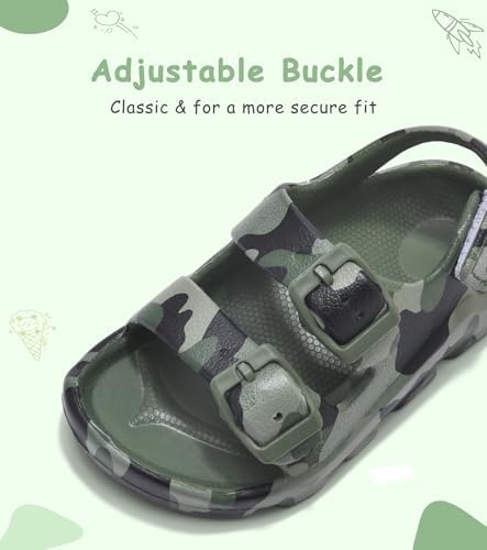 Boys Girls Toddler Little Kid Sandals Buckle Adjustable Water Sandal With Hook Loop Back Strap(Toddler 5-Little Kid 12)