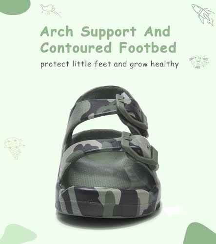 Boys Girls Toddler Little Kid Sandals Buckle Adjustable Water Sandal With Hook Loop Back Strap(Toddler 5-Little Kid 12)