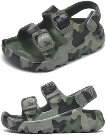 Boys Girls Toddler Little Kid Sandals Buckle Adjustable Water Sandal With Hook Loop Back Strap(Toddler 5-Little Kid 12)