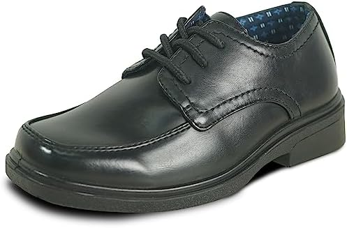 bravo Boy Classic Slip-on Loafer and Lace-up Oxford William Kid Dress Shoe School Uniform with Removable Insole and Square Toe Black Brown Black Patent