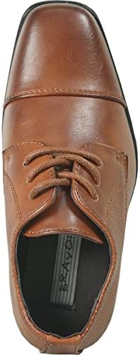Bravo Boy Dress Shoe King Lace-up Oxford Plain Toe Or Cap Toe Leather Sock For School Uniform Formal Event Size From Toddler To Youth Black Brown Cognac