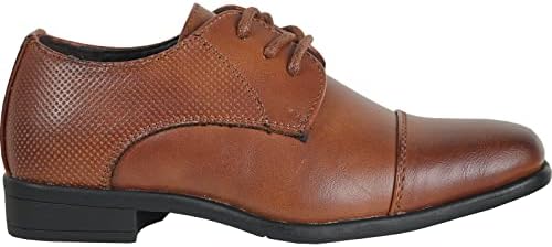 Bravo Boy Dress Shoe King Lace-up Oxford Plain Toe Or Cap Toe Leather Sock For School Uniform Formal Event Size From Toddler To Youth Black Brown Cognac