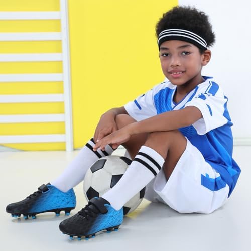 Brooman Kids Firm Ground Soccer Cleats Boys Girls Athletic Outdoor Football Shoes