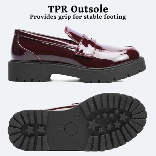 CareBey Girls Loafers Platform Loafers School Uniform Slip On Dress Shoes
