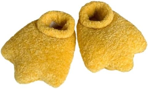 Cartoon Duck Feet Toddler Slippers Unique Fluffy Duck Paw Indoor Outdoor Shoes Funny Plush Warm Slippers with Heel Cover