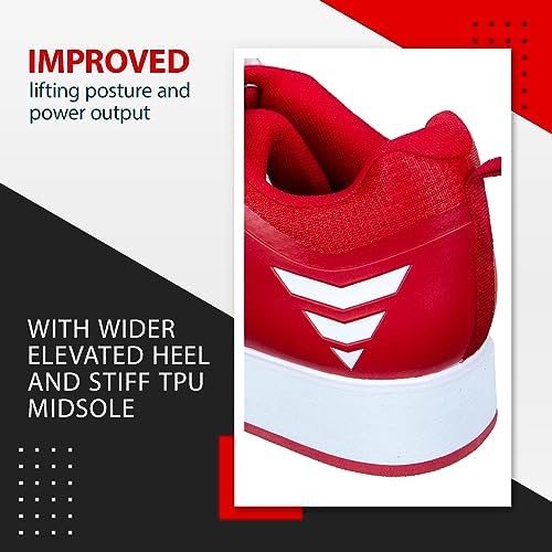 CORE Weightlifting Shoes - Squat Shoes For Powerlifting Deadlifting Crosstraining Olympic Lifting And Gym - Men And Women - Strap And Lace-Up Design With Non-Slip Sole & 0.67" Heel