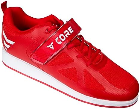 CORE Weightlifting Shoes - Squat Shoes for Powerlifting Deadlifting Crosstraining Olympic Lifting and Gym - Men and Women - Strap and Lace-Up Design with Non-Slip Sole & 0.67" Heel