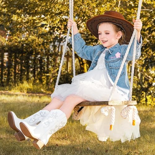 Cowboy Boots For Girls Pointed Toe Kids Cowgirl Boots Mid Calf Western Youth Cowgirl Boots Horse Riding Party For Toddler Little Big Kids