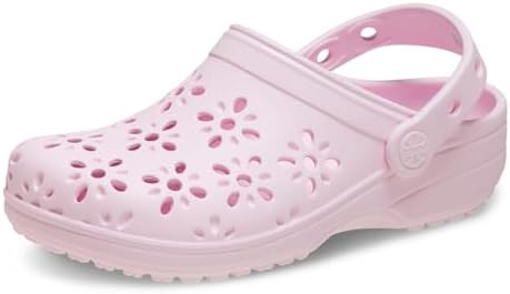 Crocs Unisex-Child Classic Clogs with Floral Cut Out Design Kids and Toddler Shoes