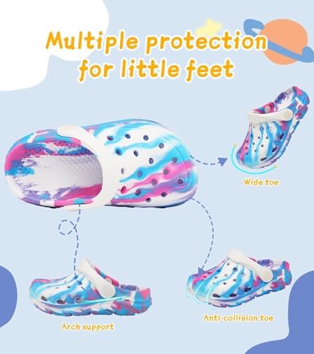 Cubufly Toddler Kids Clogs Garden Shoes For Boys Girls Marbled Tie Dye Water Shoes Slip On Sandals