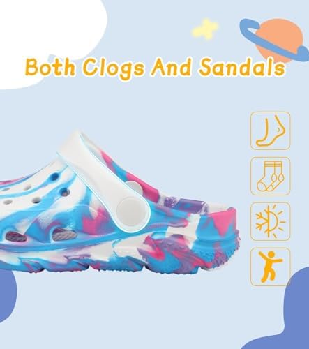 Cubufly Toddler Kids Clogs Garden Shoes For Boys Girls Marbled Tie Dye Water Shoes Slip On Sandals