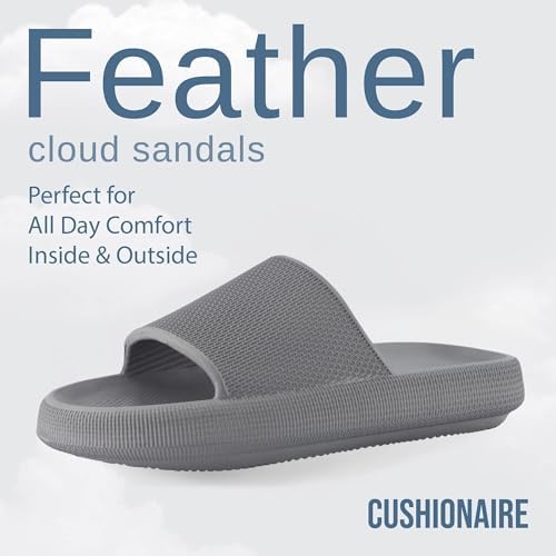 CUSHIONAIRE Feather EVA Mens Sandals – Slip On Recovery Slides Lightweight Water Shoes For Men